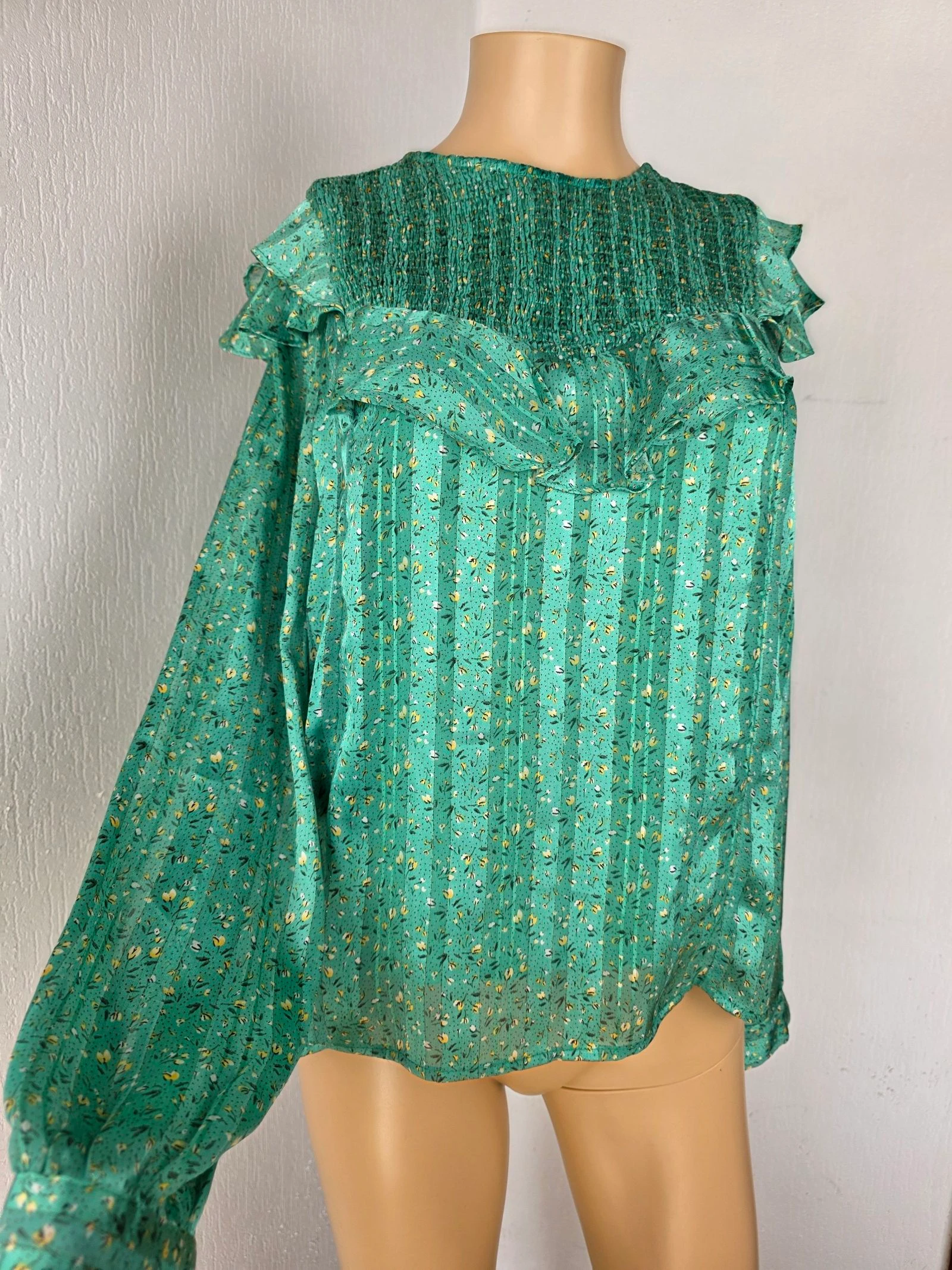 Blouse fluide imprimée fleurs & fil brillant Emma Ella Paris - Taille 34/36